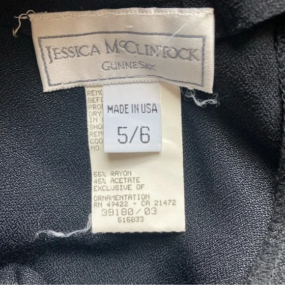 Jessica McClintock Vintage Black Strappy Cocktail Dress size 5/6 - Picture 5 of 6